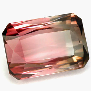 Tourmaline multicolore naturelle taille émeraude, 5,46 ct, VVS