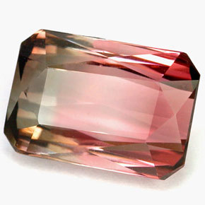 Tourmaline multicolore naturelle taille émeraude, 5,46 ct, VVS