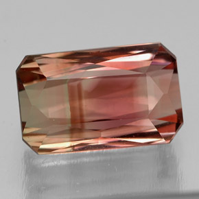 Tourmaline bicolore naturelle taille émeraude, 3,98 ct, VVS