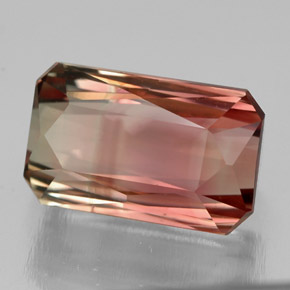 Tourmaline bicolore naturelle taille émeraude, 3,98 ct, VVS