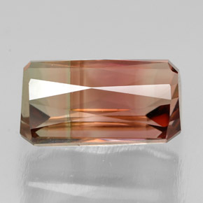 Tourmaline bicolore naturelle taille émeraude, 3,98 ct, VVS