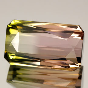 Tourmaline multicolore naturelle taille émeraude, 11,84 ct, VVS