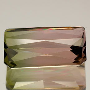 Tourmaline multicolore naturelle taille émeraude, 11,84 ct, VVS