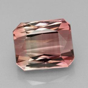 Tourmaline bicolore naturelle taille émeraude, 8,55 ct, IF