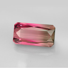 Tourmaline bicolore naturelle taille émeraude, 6,44 ct, VVS