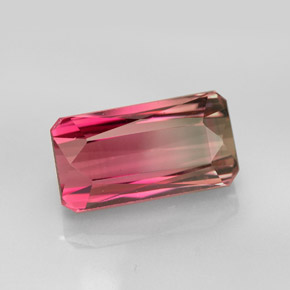 Tourmaline bicolore naturelle taille émeraude, 6,44 ct, VVS