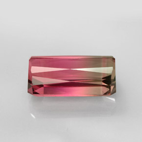 Tourmaline bicolore naturelle taille émeraude, 6,44 ct, VVS