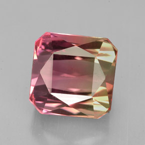 Tourmaline bicolore naturelle taille émeraude, 7,51 ct, VS