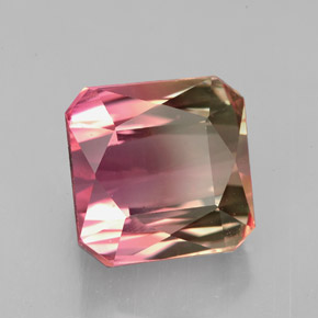 Tourmaline bicolore naturelle taille émeraude, 7,51 ct, VS