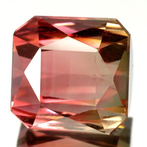 Tourmaline multicolore naturelle taille émeraude, 3,88 ct, VVS-VS