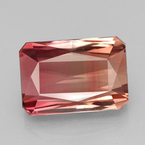 Tourmaline bicolore naturelle taille émeraude, 8,91 ct, VVS