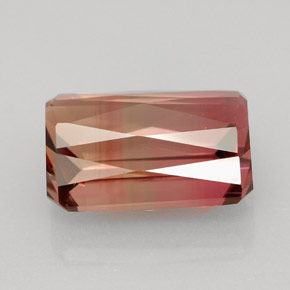 Tourmaline bicolore naturelle taille émeraude, 8,91 ct, VVS