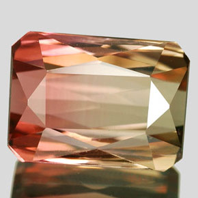 Tourmaline multicolore naturelle taille émeraude, 4,65 ct, VVS