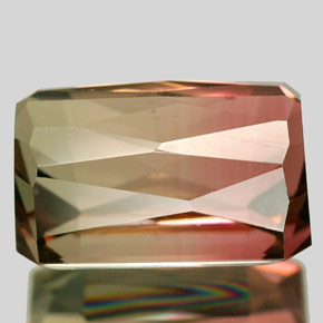 Tourmaline multicolore naturelle taille émeraude, 4,65 ct, VVS