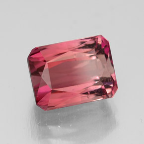 Tourmaline rose naturelle taille émeraude, 3,55 ct, VS-SI