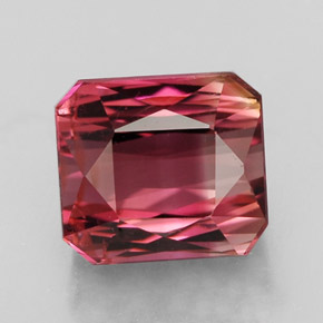 Tourmaline multicolore naturelle taille émeraude, 4,55 ct, VS