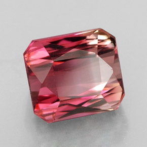 Tourmaline multicolore naturelle taille émeraude, 4,55 ct, VS