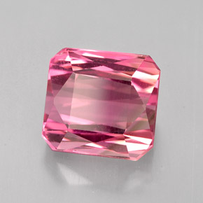 Tourmaline rose naturelle taille émeraude, 3,95 ct, VVS-VS