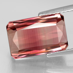 Tourmaline bicolore naturelle taille émeraude, 6,72 ct, VVS