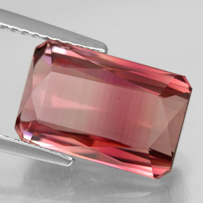 Tourmaline bicolore naturelle taille émeraude, 6,72 ct, VVS