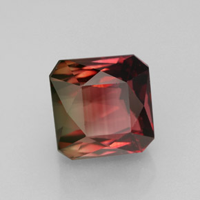 Tourmaline bicolore naturelle taille émeraude, 5,28 ct, IF