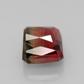 Tourmaline bicolore naturelle taille émeraude, 5,28 ct, IF