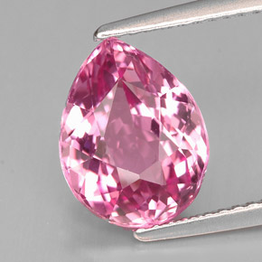 Tourmaline rose naturelle en forme de poire, 3,39 ct, VVS