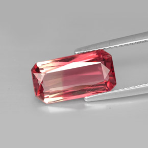 Tourmaline bicolore naturelle taille émeraude, 3,09 ct, VVS-VS