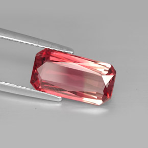 Tourmaline bicolore naturelle taille émeraude, 3,09 ct, VVS-VS