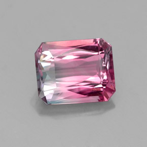 Tourmaline multicolore naturelle taille émeraude, 1,71 ct, VS