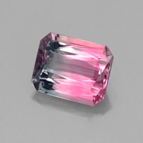 Tourmaline multicolore naturelle taille émeraude, 1,71 ct, VS