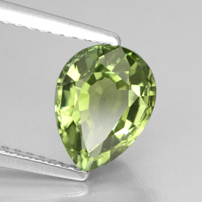 Tourmaline vert naturelle en forme de poire, 1,82 ct, VVS
