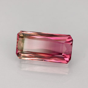 Tourmaline bicolore naturelle taille émeraude, 2,89 ct, VS