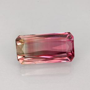 Tourmaline bicolore naturelle taille émeraude, 2,89 ct, VS