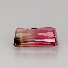 Tourmaline bicolore naturelle taille émeraude, 2,89 ct, VS