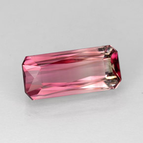 Tourmaline bicolore naturelle taille émeraude, 2,81 ct, VVS-VS