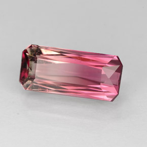 Tourmaline bicolore naturelle taille émeraude, 2,81 ct, VVS-VS