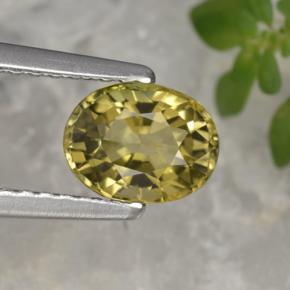 Tourmaline jaune naturelle coupe ovale, 0,92 ct, VVS-VS
