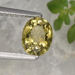Tourmaline jaune naturelle coupe ovale, 0,92 ct, VVS-VS