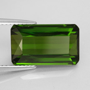 Tourmaline vert naturelle taille émeraude, 5,57 ct, VVS