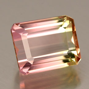 Tourmaline multicolore naturelle taille émeraude, 2,00 ct, VVS