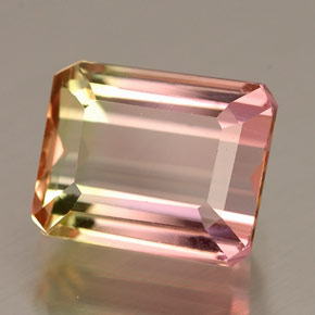 Tourmaline multicolore naturelle taille émeraude, 2,00 ct, VVS