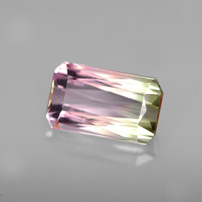 Tourmaline multicolore naturelle taille émeraude, 2,76 ct, VVS