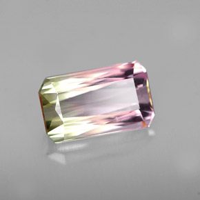 Tourmaline multicolore naturelle taille émeraude, 2,76 ct, VVS