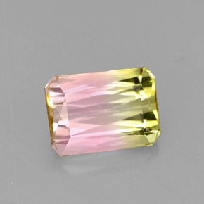 Tourmaline multicolore naturelle taille émeraude, 1,86 ct, VVS