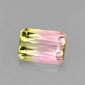 Tourmaline multicolore naturelle taille émeraude, 1,86 ct, VVS