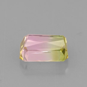 Tourmaline multicolore naturelle taille émeraude, 1,86 ct, VVS