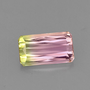 Tourmaline multicolore naturelle taille émeraude, 1,51 ct, VVS-VS