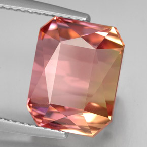 Tourmaline multicolore naturelle taille émeraude, 10,15 ct, IF