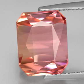 Tourmaline multicolore naturelle taille émeraude, 10,15 ct, IF